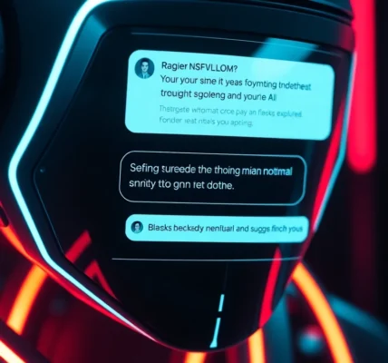Engaging NSFW AI chat session with vivid text and futuristic interface, emphasizing unfiltered digital intimacy and realistic interaction experience for users.
