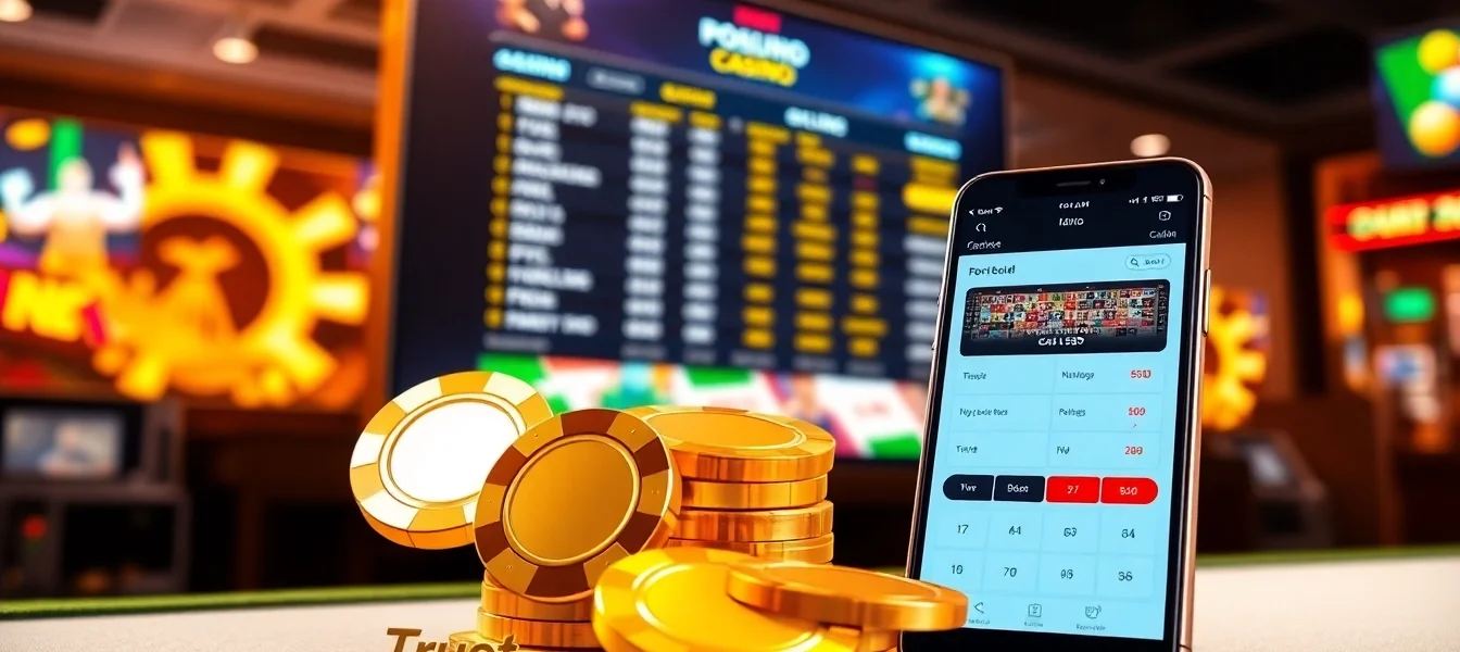 Gold365 online betting platform logo with bustling casino and sports interface in the foreground, symbolizing trusted gambling services.