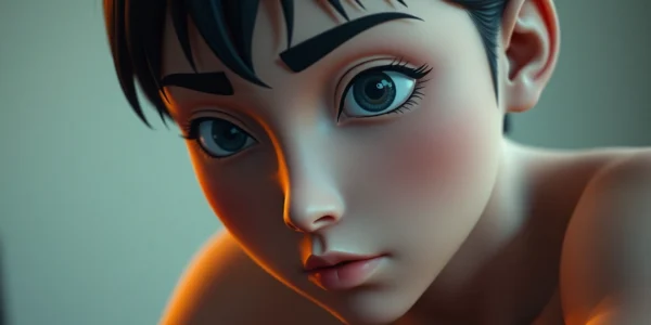 Detailed shot of a hyper-realistic NSFW AI generator-created character with expressive features and cinematic lighting for accessibility.