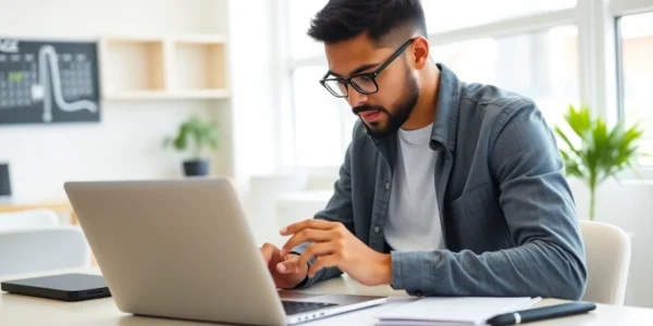 Choosing Health Insurance when turning 26: a young adult compares plans on a laptop.