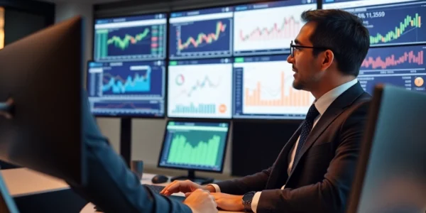 Best Investment Funds UK Expert financial analyst analyzing investment options on screens