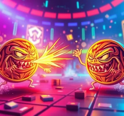 Engaged investors analyzing Angry Pepe Meme Coins with vibrant blockchain visuals to maximize