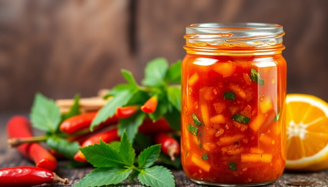 Schezwan Chutney served on a wooden table with fresh chili peppers for a flavorful Indian condiment
